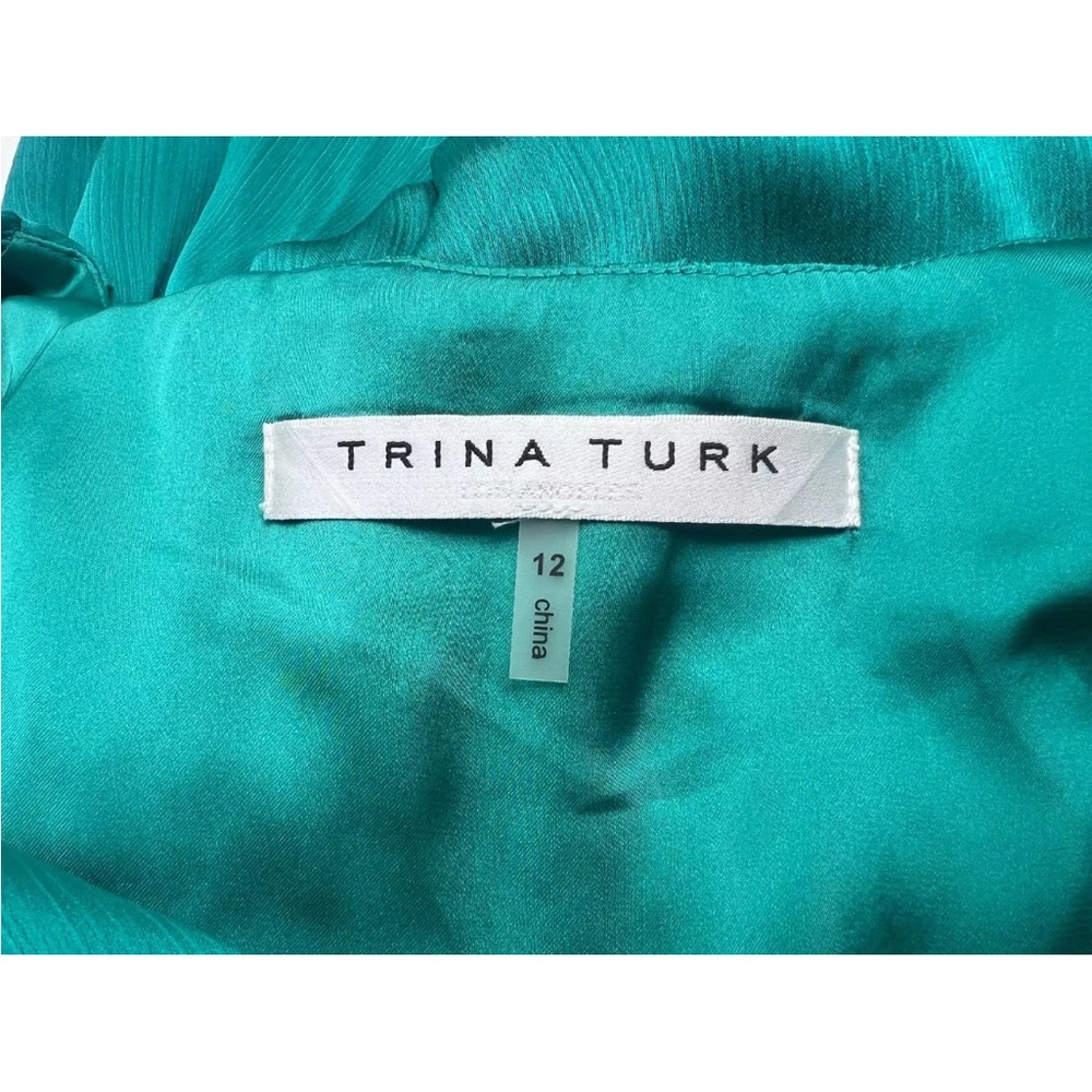 Trina Turk Ruched Islander Shirred A-Line Dress Size 12 - Picture 6 of 7